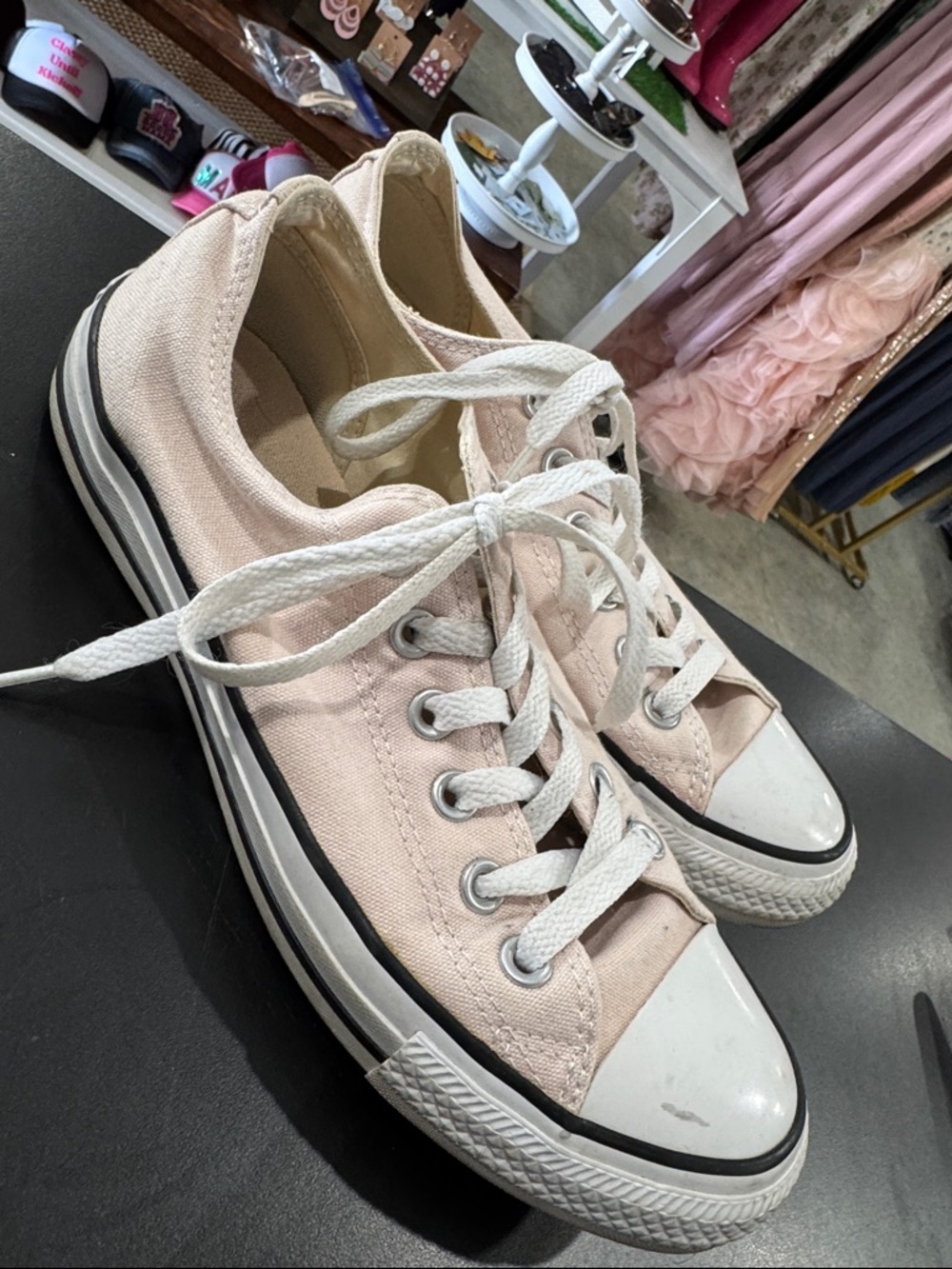 Converse Low-Top Canvas Sneakers in Pale Pink